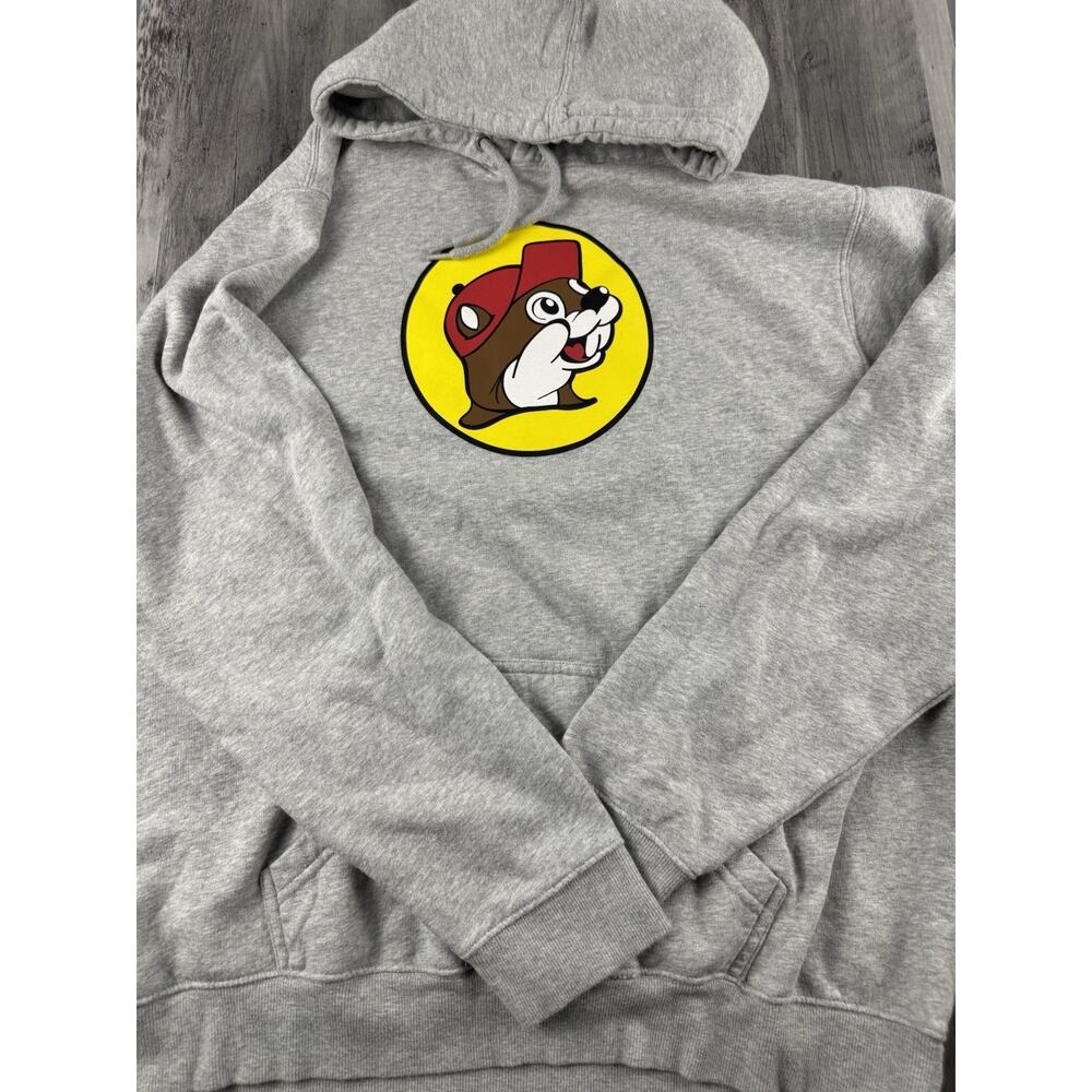 Buc-ees Men Beaver Pullover Hoodie Sweatshirt Gray 2XL Graphic Long Sleeve